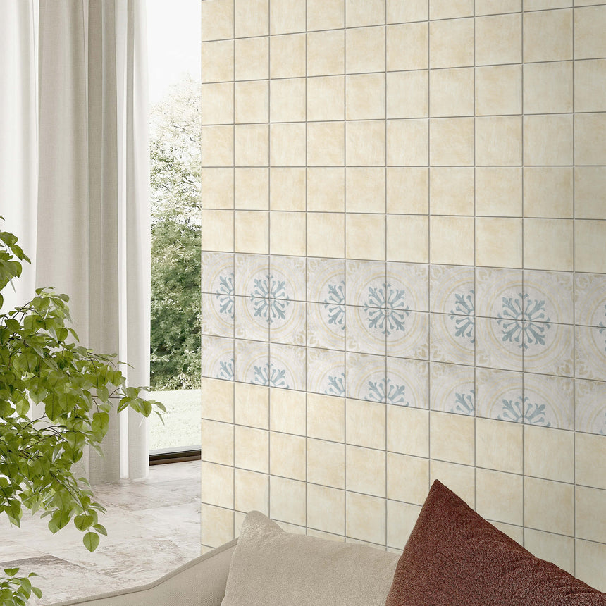 Antiquity 150x150 Matt Opal Encaustic Look Tiles Tilemall