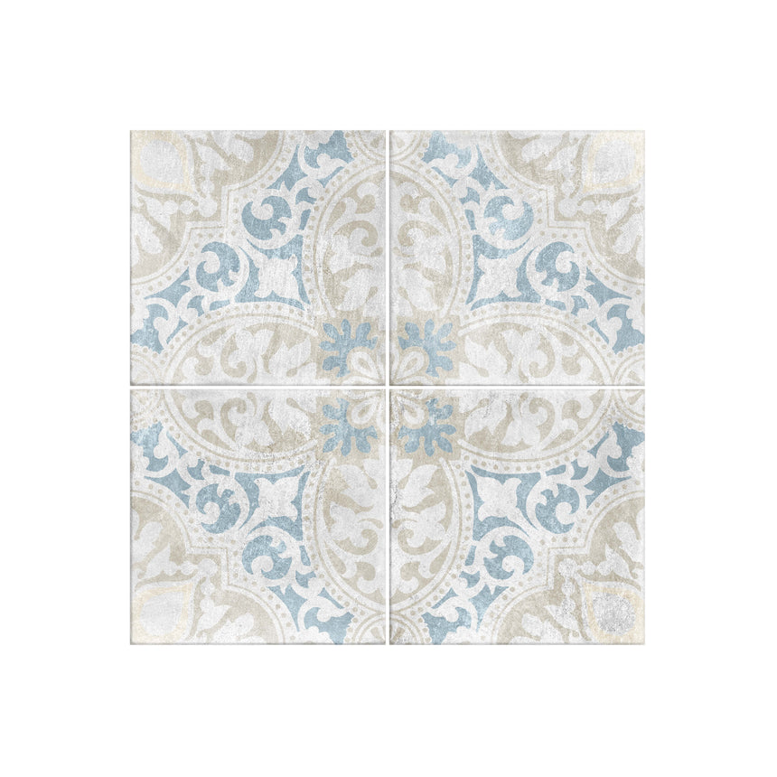 Antiquity 150x150 Matt Valencia Blue Encaustic Look Tiles Tilemall