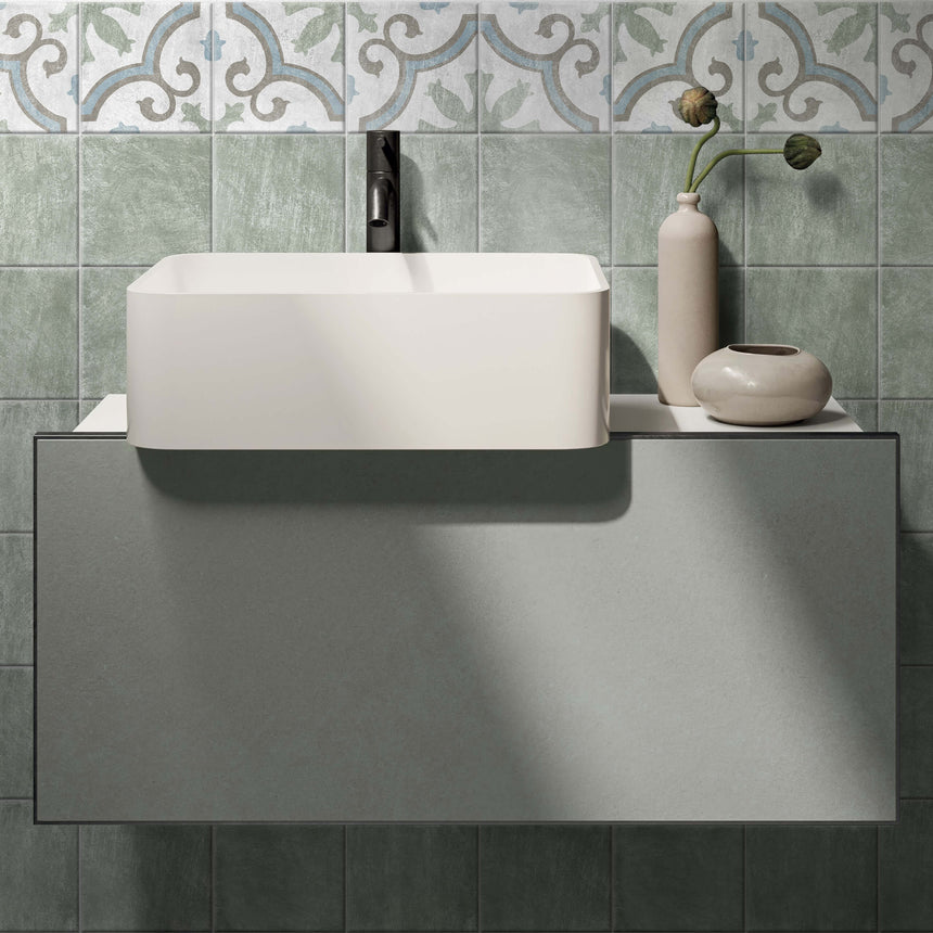 Antiquity 150x150 Matt Verde Encaustic Look Tiles Tilemall