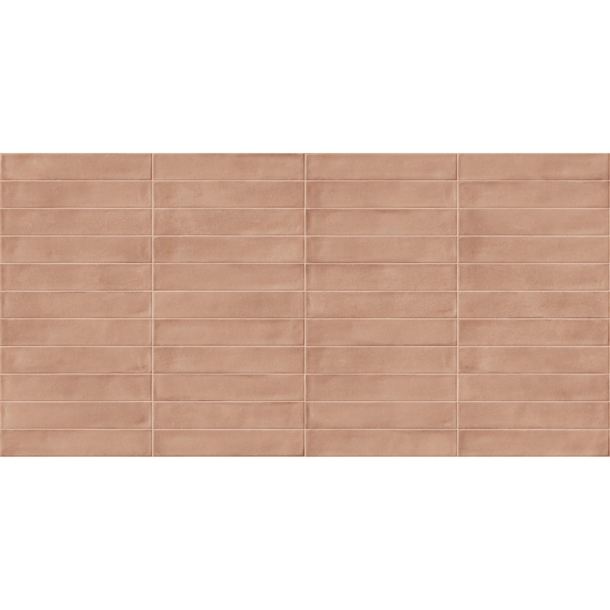 Amuri matt cotto terracotta 53x300mm ceramic tiles in grid layout showing subtle colour variation across rows by Tilemall
