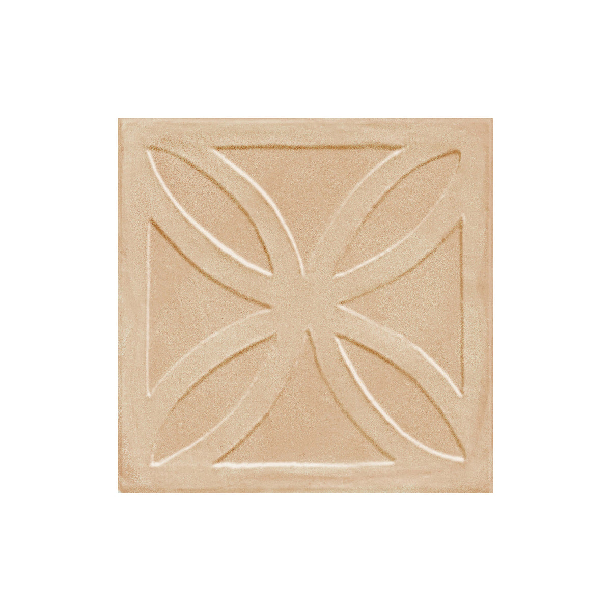 Amuri 200x200mm matt biscotto beige decorative tile with 3D leaf-pattern relief by Tilemall