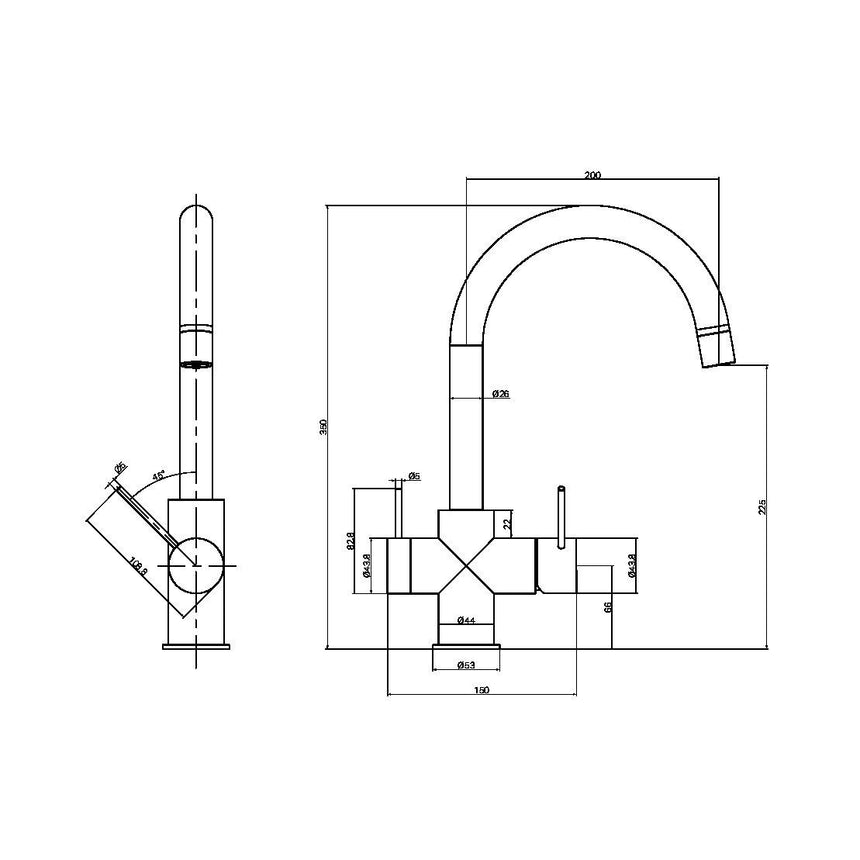 Nero Mecca 3 Way Filtered Mixer Tap Brushed Nickel Tapware Nero