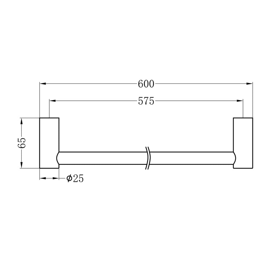 Nero New Mecca Single Towel Rail 600mm Brushed Bronze Bathroom Accessories Nero