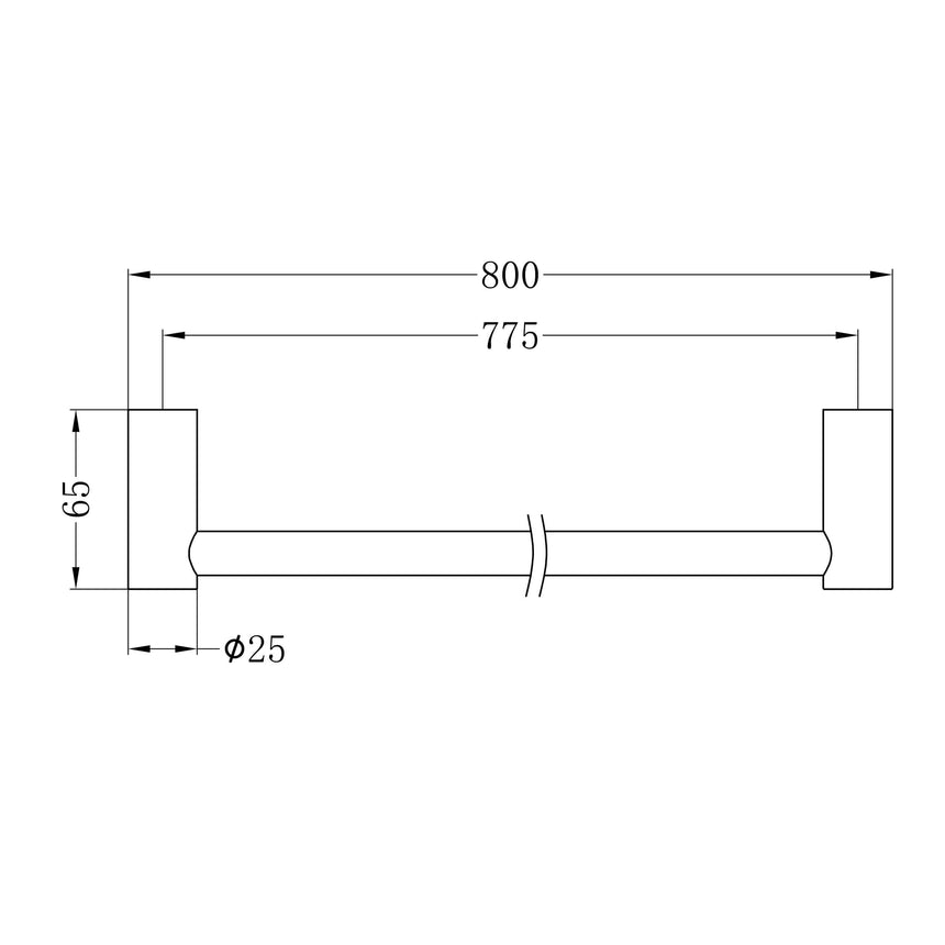 Nero New Mecca Single Towel Rail 800mm Brushed Bronze Bathroom Accessories Nero