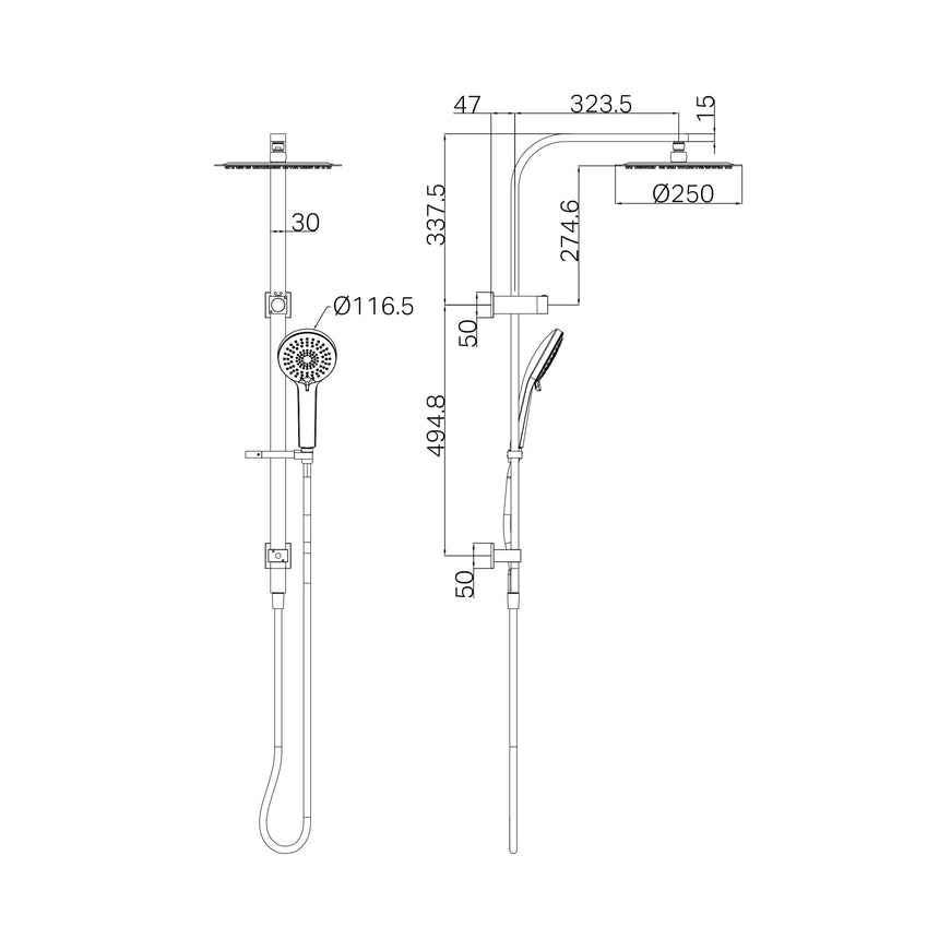 Nero Bianca Twin Shower Chrome Shower Nero