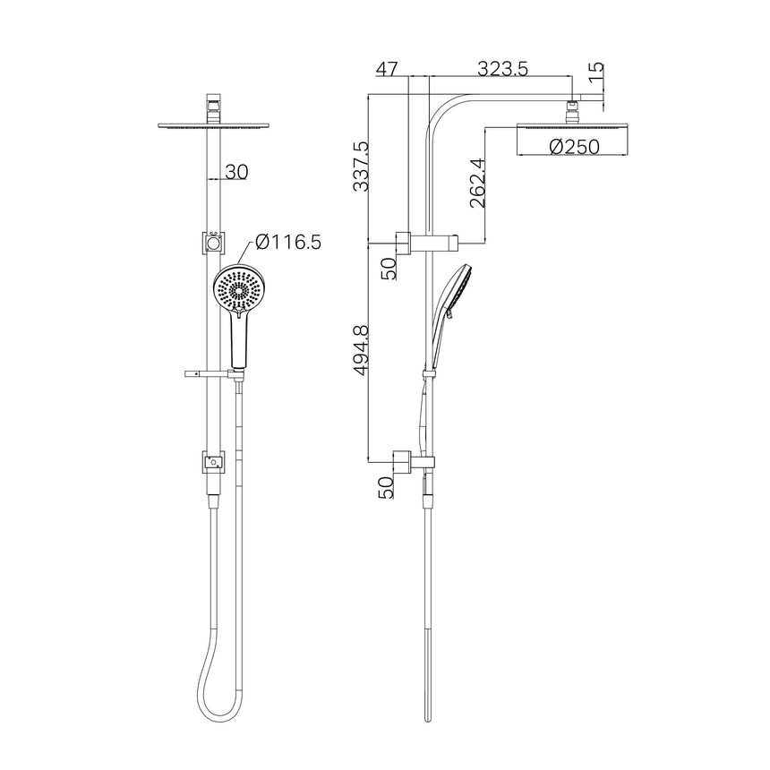 Nero Bianca Twin Shower Brushed Bronze Shower Nero