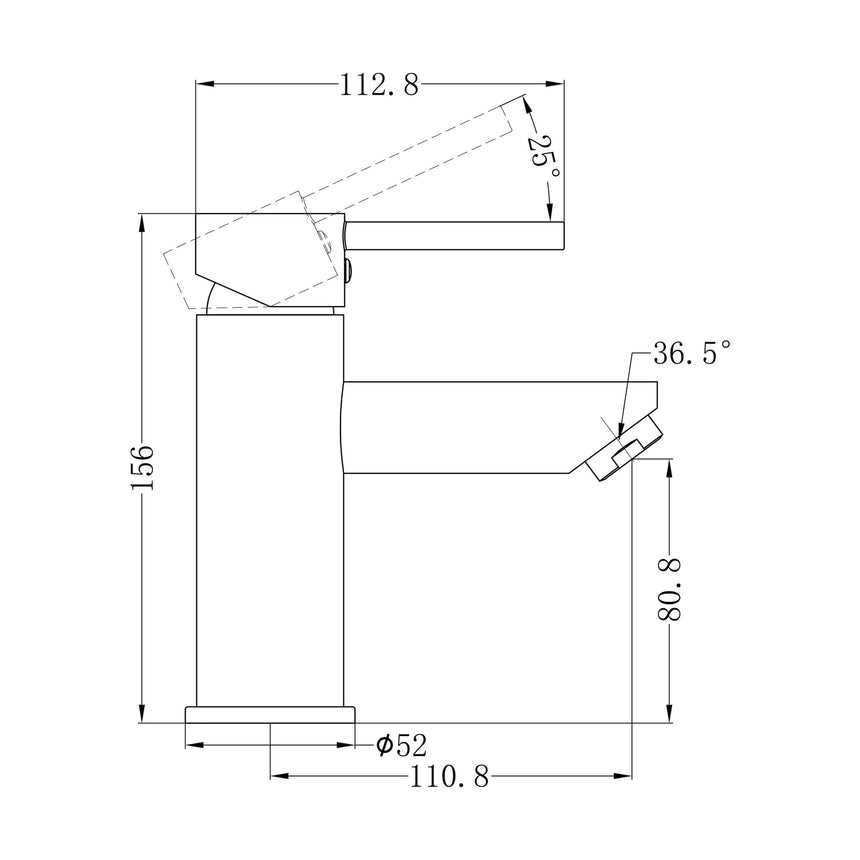 Nero Dolce Basin Mixer Straight Spout Brushed Gold Tapware Nero