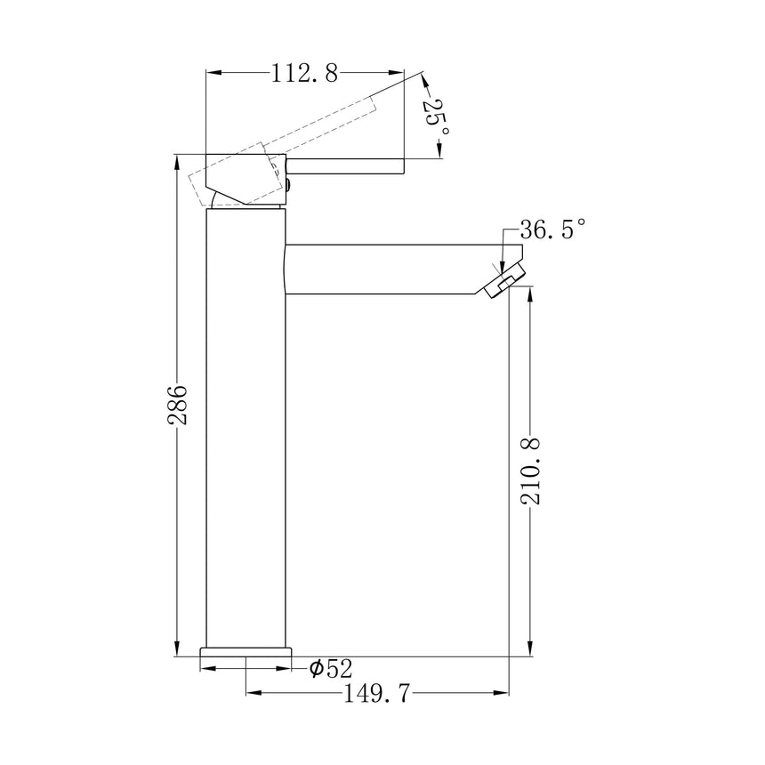 Nero Dolce Tall Basin Mixer Gun Metal Tapware Nero