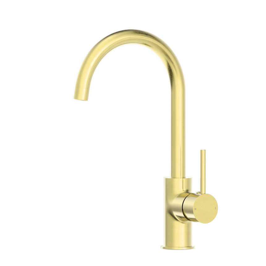 Nero Dolce Kitchen Mixer Gooseneck Brushed Gold Tapware Nero