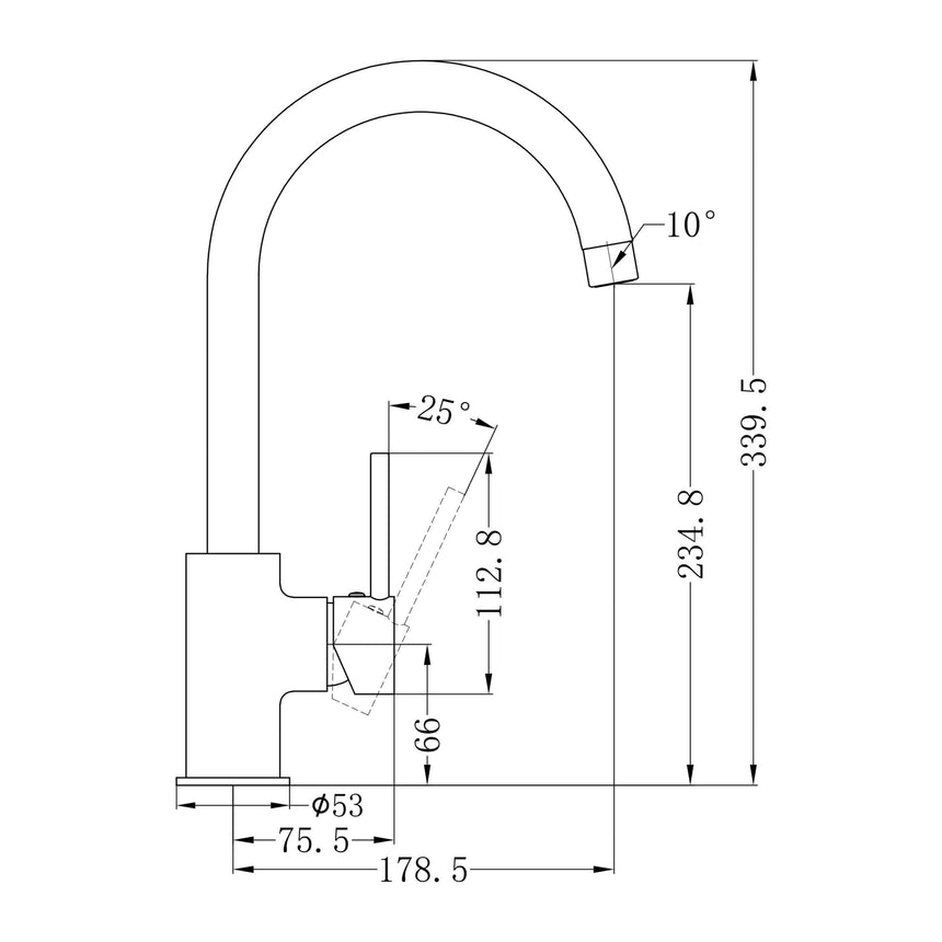 Nero Dolce Kitchen Mixer Gooseneck Brushed Gold Tapware Nero