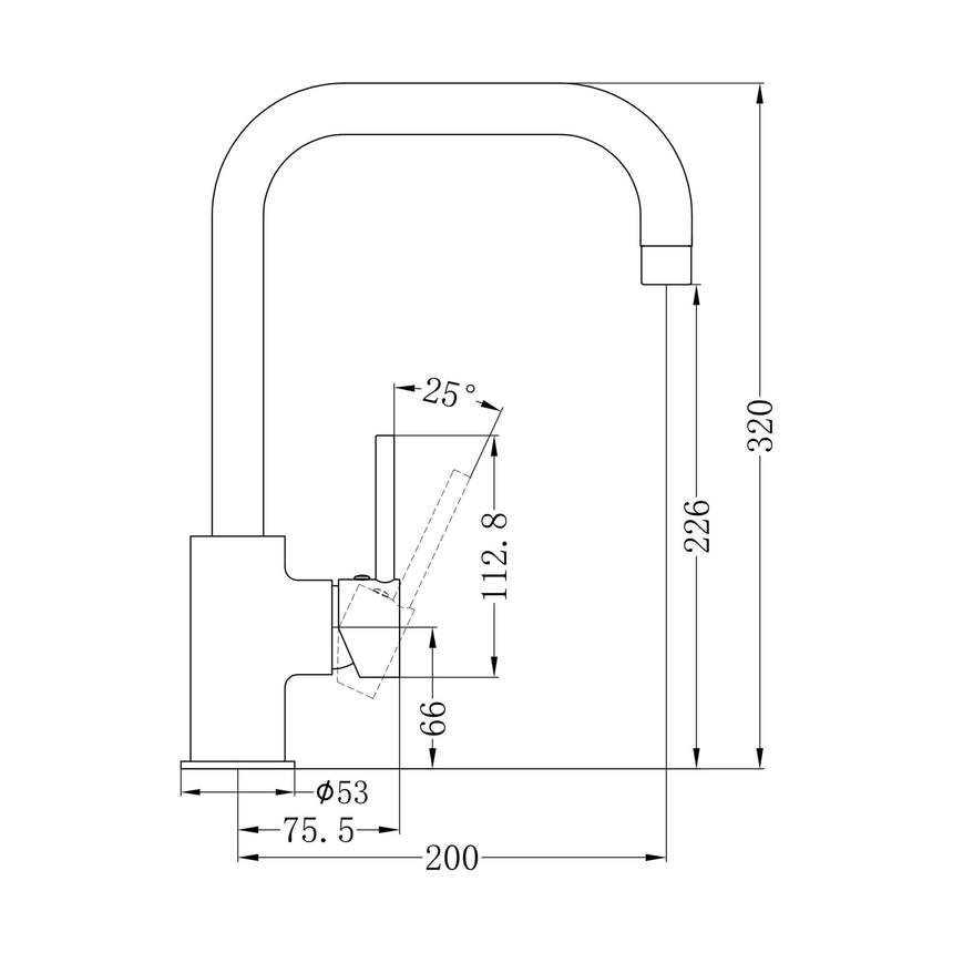 Nero Dolce Kitchen Mixer Square Shape Gun Metal Tapware Nero