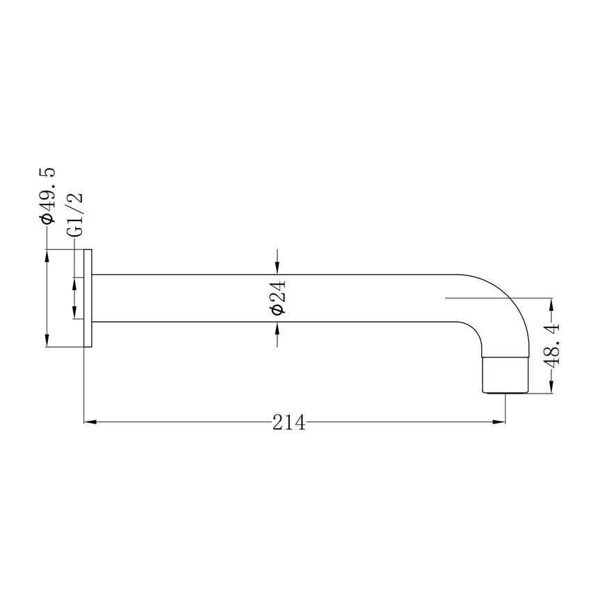 Nero Dolce Basin/Bath Spout Only 215mm Gun Metal Bath Spout Nero