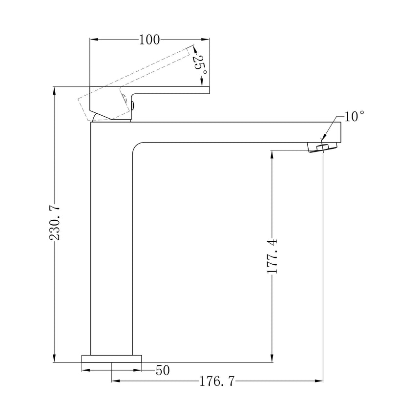 Nero Ecco Tall Basin Mixer Brushed Gold Tapware Nero