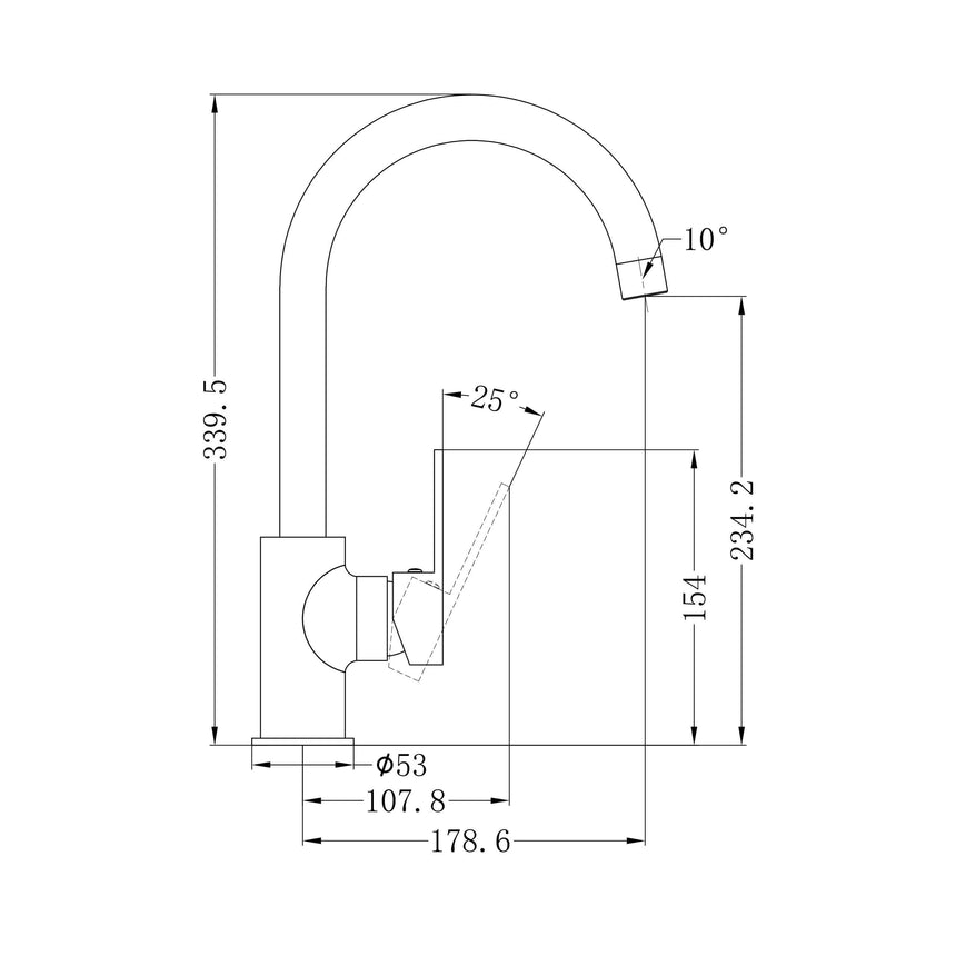 Nero Ecco Kitchen Mixer Gun Metal Tapware Nero