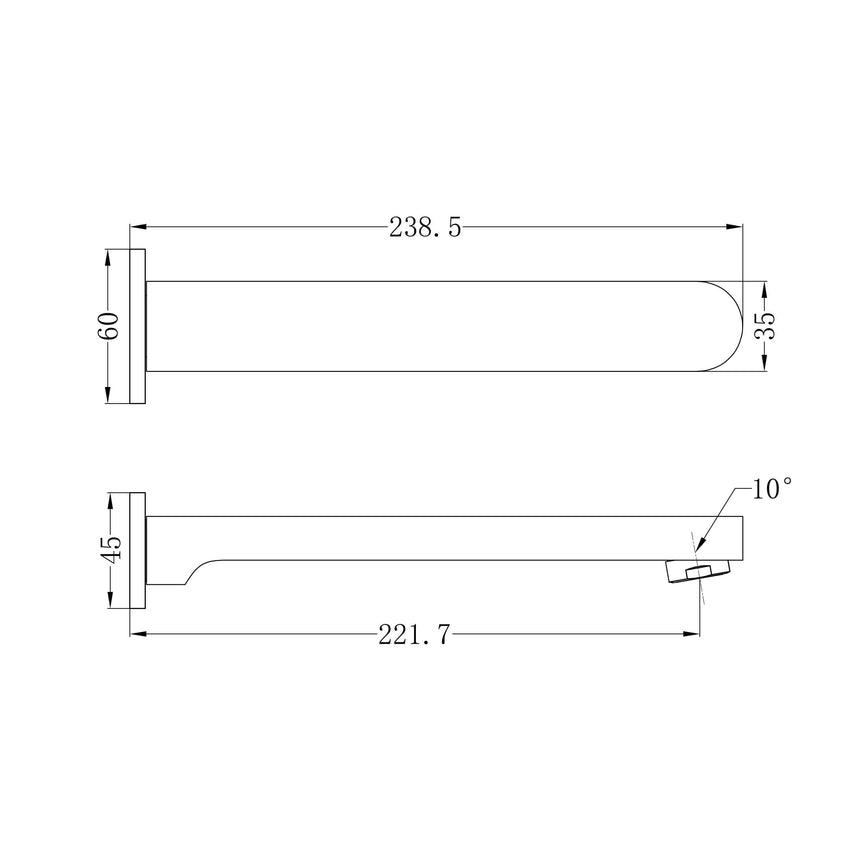 Nero Ecco Bath Spout Brushed Gold Bath Spout Nero