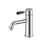 Nero York Straight Basin Mixer With Black Porcelain Lever Chrome