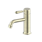Nero York Straight Basin Mixer With Metal Lever Aged Brass
