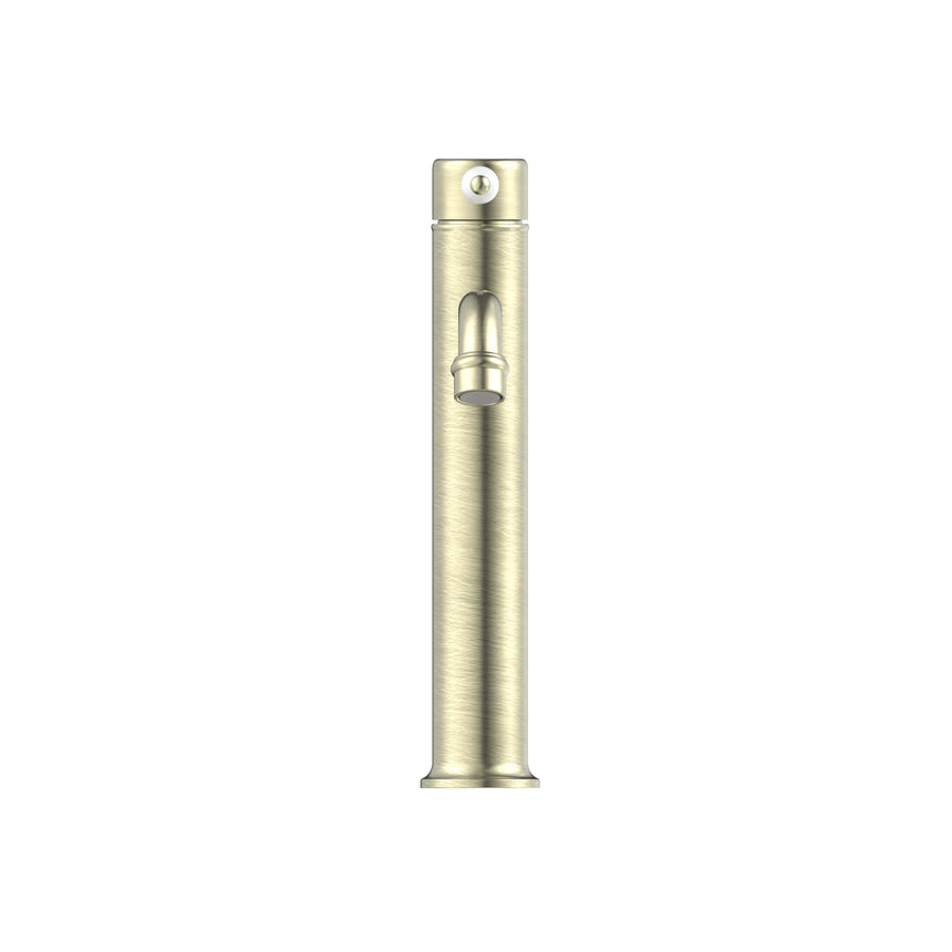 Nero York Straight Tall Basin Mixer With White Porcelain Lever Aged Brass Tapware Nero