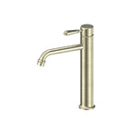 Nero York Straight Tall Basin Mixer With Metal Lever Aged Brass