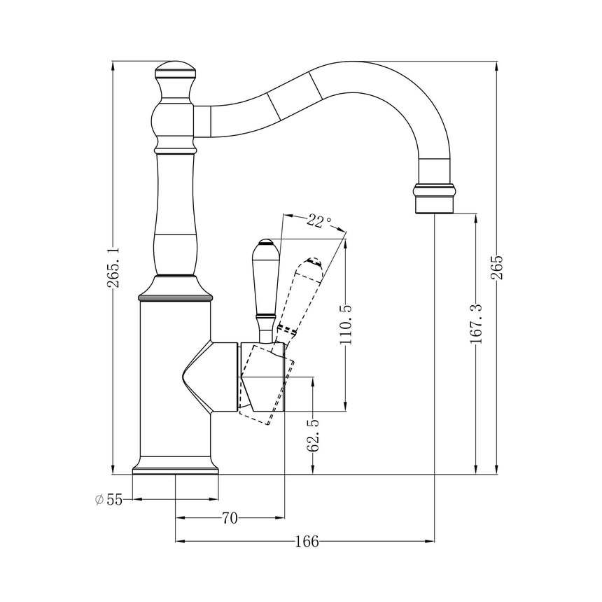 Nero York Basin Mixer Hook Spout With Metal Lever Brushed Nickel Tapware Nero