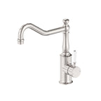 Nero York Kitchen Mixer Hook Spout With White Porcelain Lever Brushed Nickel
