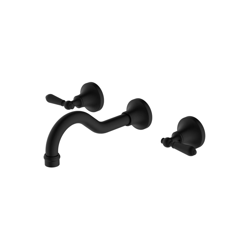 Nero York Wall Basin Set With Metal Lever Matte Black Tapware Nero Default Title