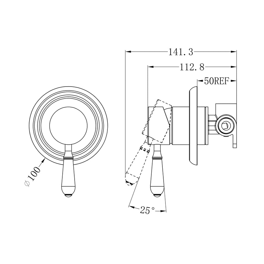 Nero York Shower Mixer With Metal Lever Brushed Nickel Tapware Nero