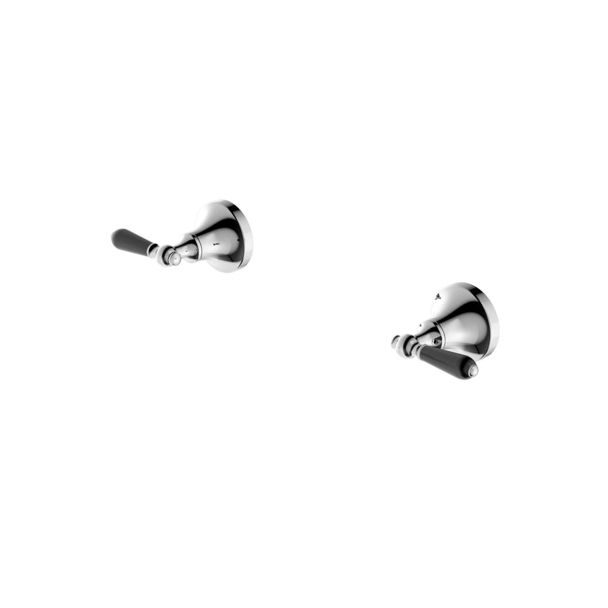 Nero York Wall Top Assemblies With Black Porcelain Lever Chrome Tapware Nero Default Title