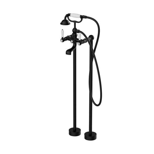 Nero York Freestanding Bath Set With White Porcelain Hand Shower Matte Black Tapware Nero Default Title