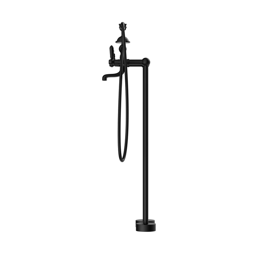 Nero York Freestanding Bath Set With Metal Hand Shower Matte Black Tapware Nero