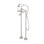 Nero York Freestanding Bath Set With White Porcelain Hand Shower Brushed Nickel