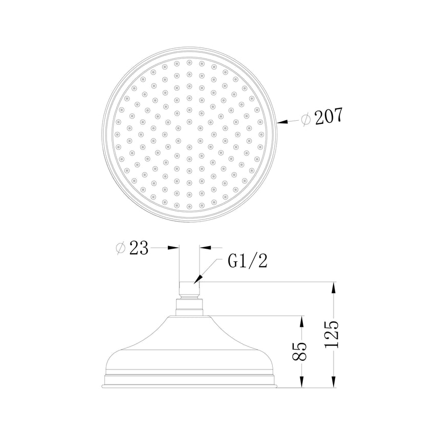 Nero York 200mm Shower Head Brushed Nickel Shower Nero