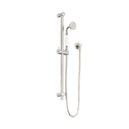 Nero York Shower Rail With White Porcelain Hand Shower Brushed Nickel