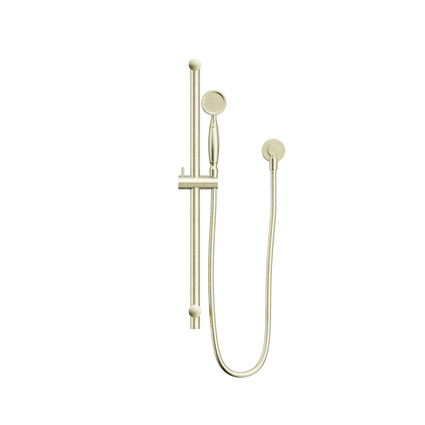 Nero York Shower Rail With Metal Hand Shower Aged Brass Shower Nero