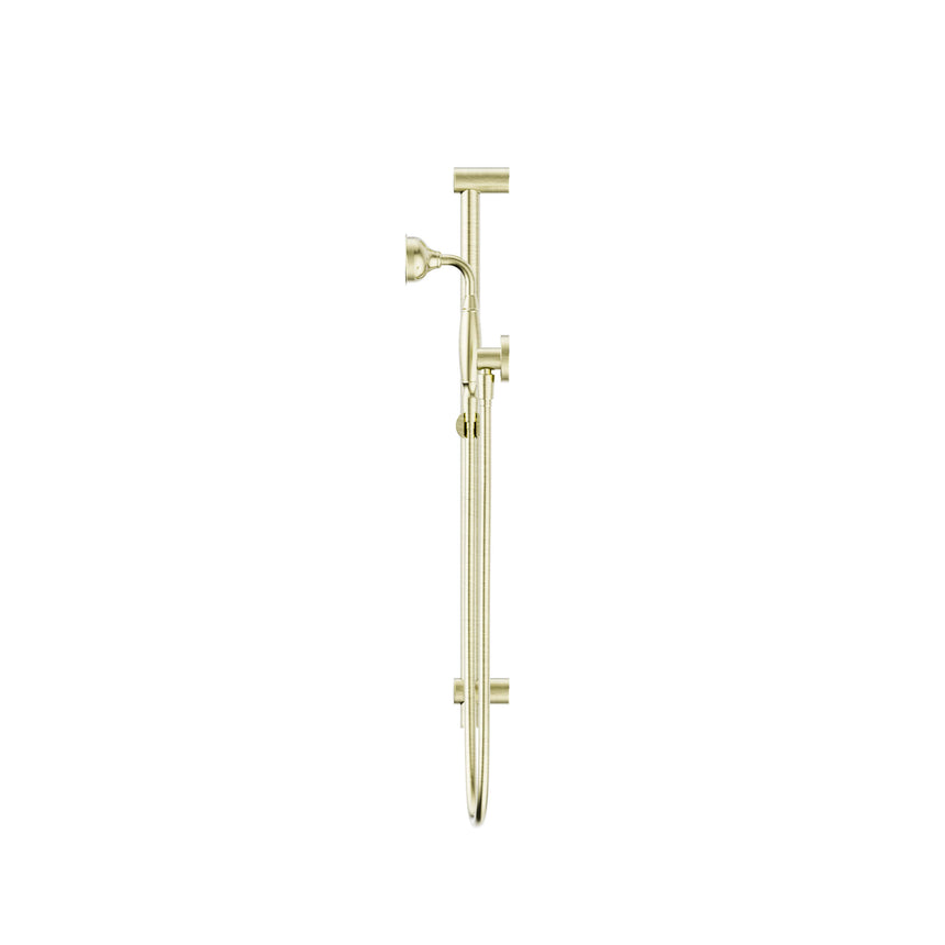 Nero York Shower Rail With Metal Hand Shower Aged Brass Shower Nero