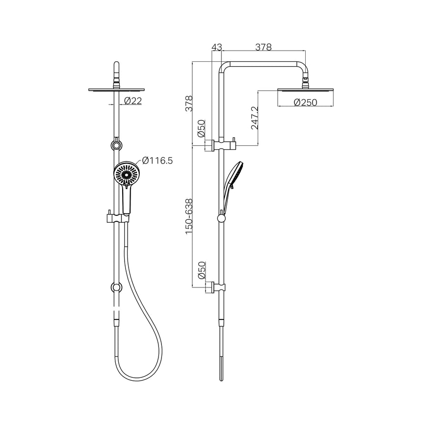 Nero Round Twin Shower Brushed Gold Shower Nero