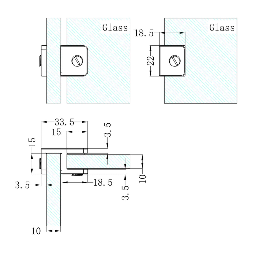 Nero Over-Panel Glass To Glass Fitting 10mm Glass Brushed Bronze Other Accessories Nero