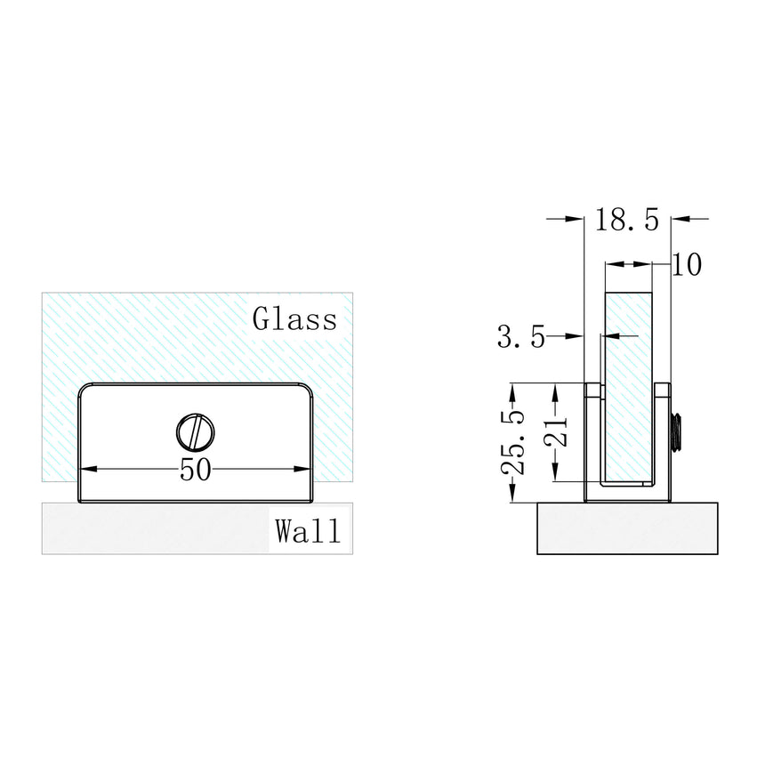 Nero Shower U Bracket 10mm Glass Chrome Other Accessories Nero