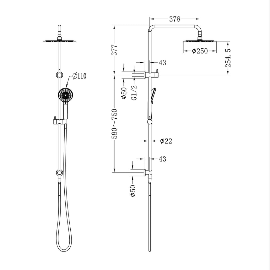 Nero Round Project Twin Shower 4 Star Rating Gun Metal Shower Nero