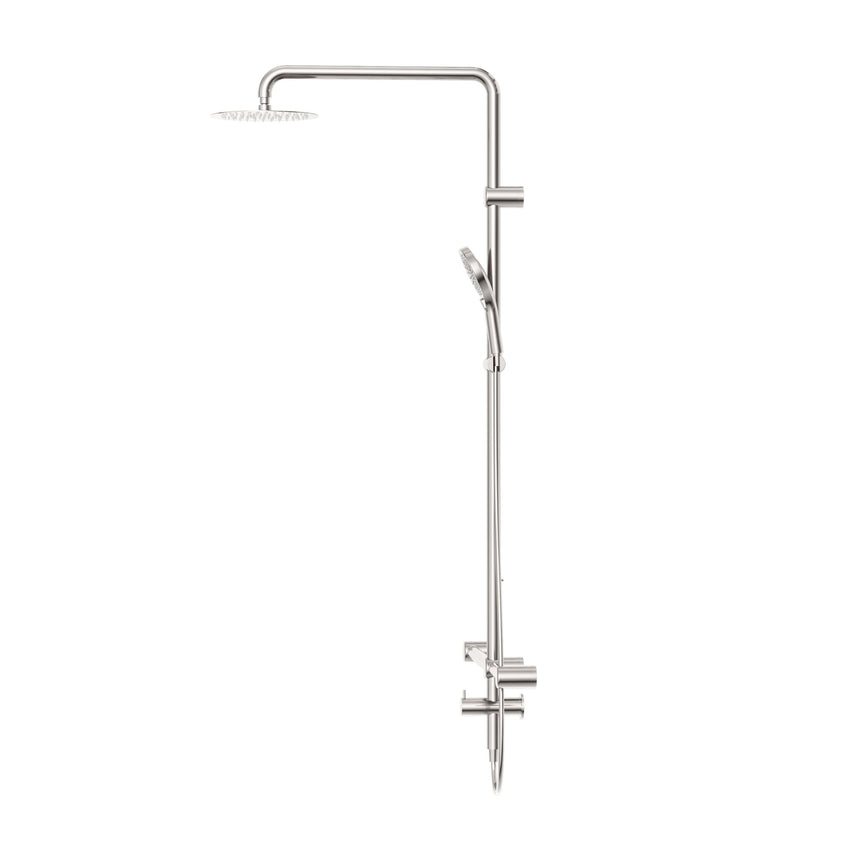 Nero Mecca Care 32mm T Bar Grab Rail 1100x750mm Twin Shower Set Brushed Nickel Shower Nero