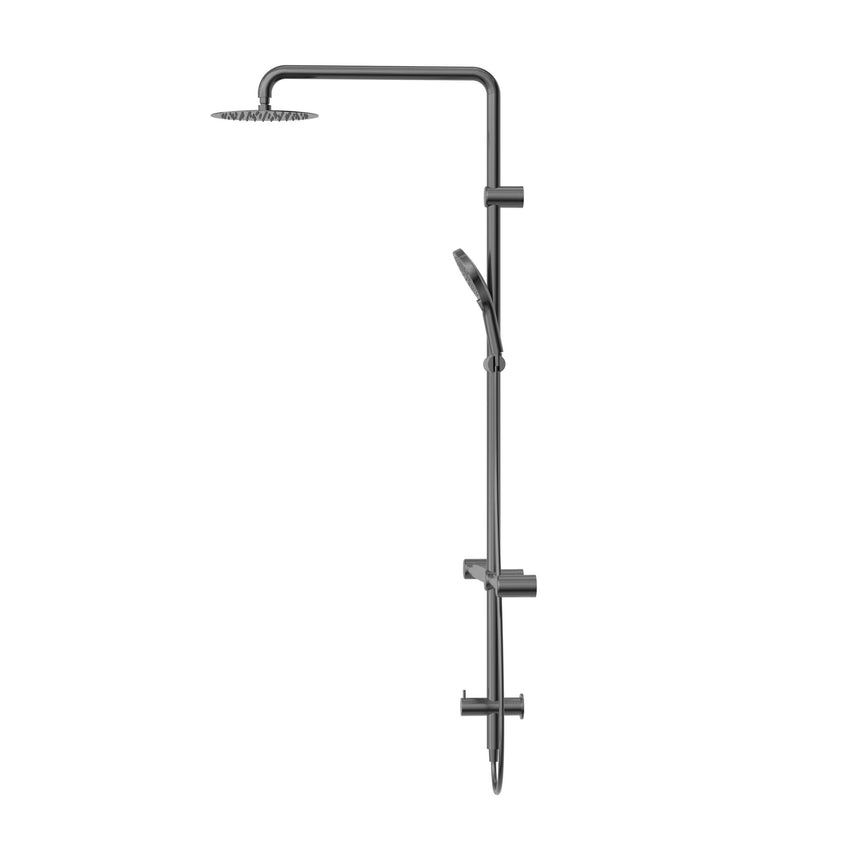 Nero Mecca Care 32mm T Bar Grab Rail 1100x750mm Twin Shower Set Gun Metal Shower Nero