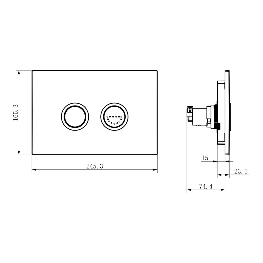 Nero Raised Disabled Care Pneumatic Flush Buttons Plate Dda Compliant Gun Metal Other Accessories Nero