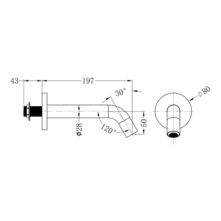 Nero Mecca Wall Mount Sensor Tap 80mm Plate Brushed Nickel Tapware Nero