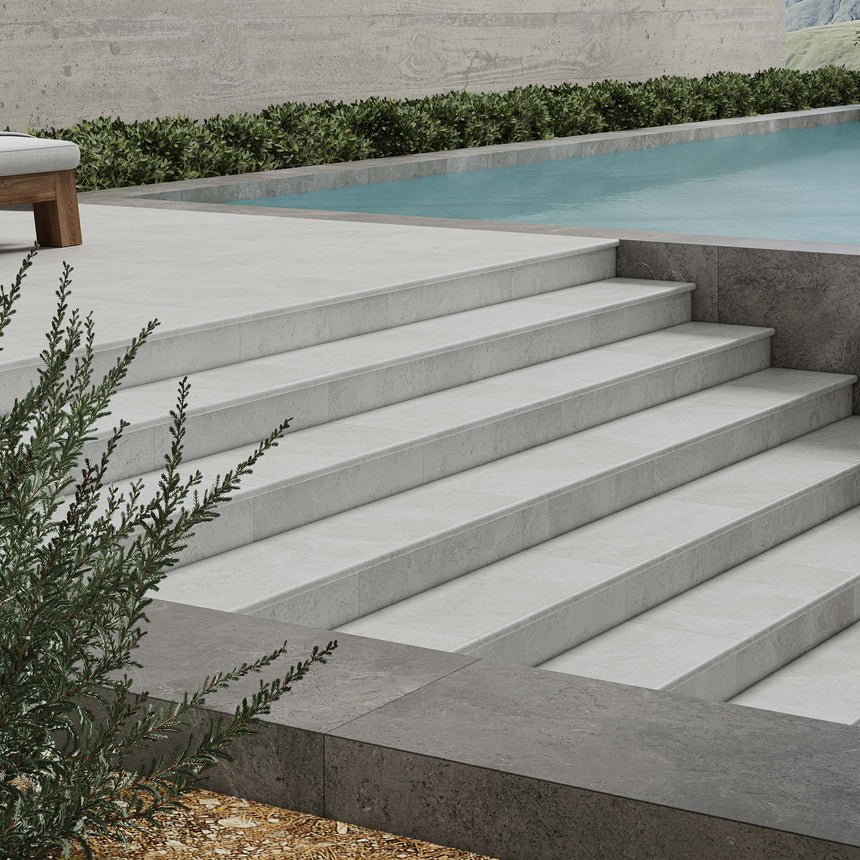 Cosmic Bullnose-Round Edge 600x400 Grip Chalk Stone Look Tiles Tilemall