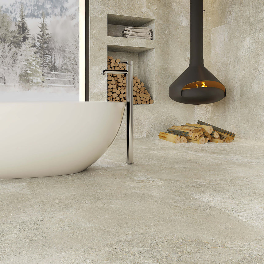 Cosmic 1200x600 Matt Ivory Stone Look Tiles Tilemall