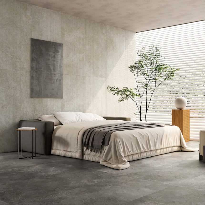 Cosmic 3D Line 1200x600 Matt Ivory Stone Look Tiles Tilemall