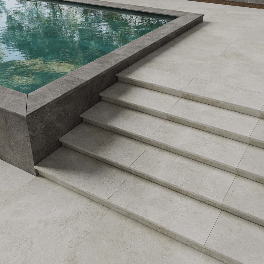 Cosmic Bullnose-Round Edge 600x400 Grip Pearl Stone Look Tiles Tilemall