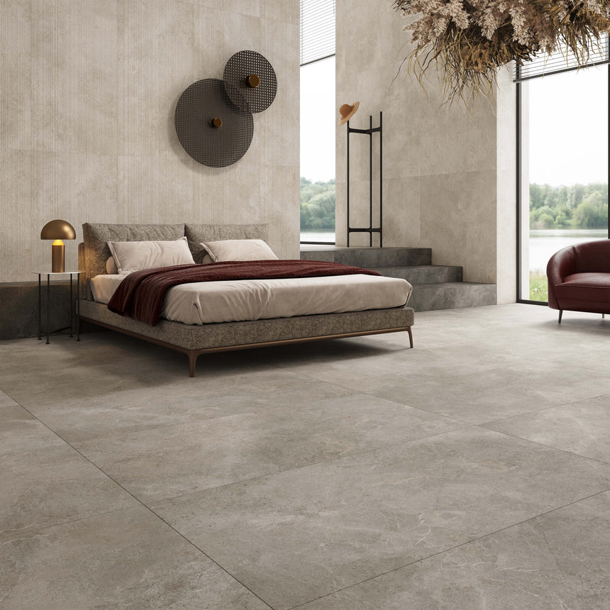 Cosmic 600x600 Matt Silver Stone Look Tiles Tilemall