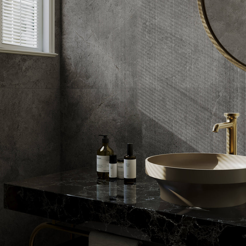 Cosmic 3D Line 1200x600 Matt Smoke Stone Look Tiles Tilemall