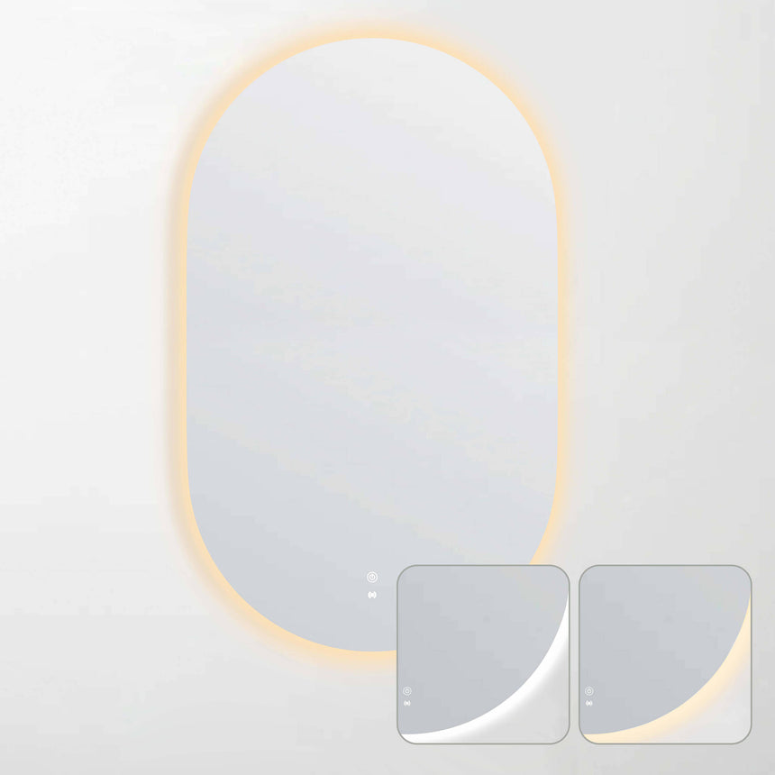 Otti Noosa 1200x750mm LED frameless mirror by Tilemall with warm edge lighting and size variants